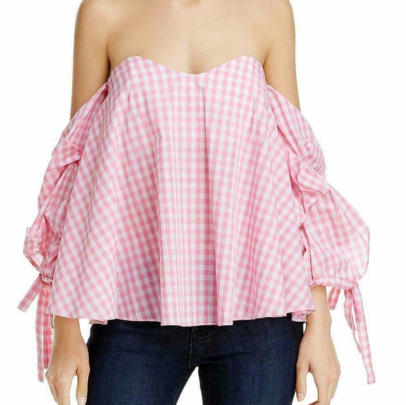 DO+BE Tops - Do+Be Pink Gingham Off Shoulder Blouse Size XS NWT